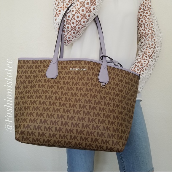 NWT MICHAEL KORS CANDY LARGE REVERSIBLE TOTE LILAC - Picture 3 of 6